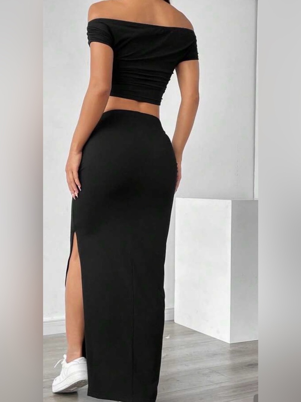 SHEIN Black Strapless Mini Skirt Set